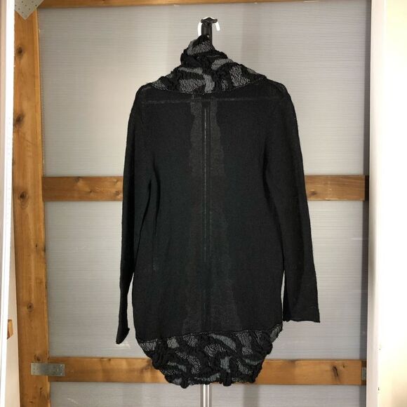 Dolce VITA Mohair Wool Black & Black/White Heather Textured Cardigan Sz 4 - Picture 2 of 5